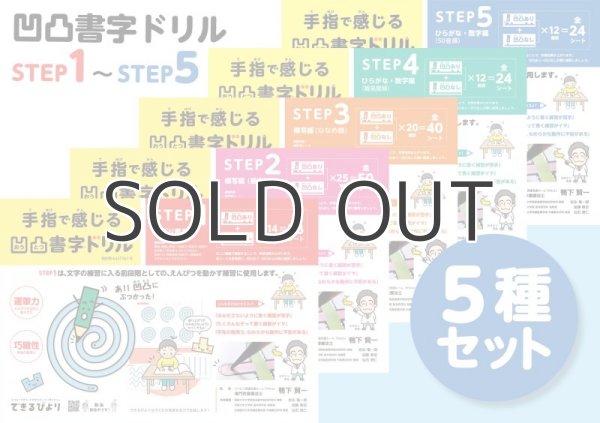 画像1: 【オンラインショップ限定】【送料無料】凹凸書字ドリル Step1~Step5　5種セット　 (1)