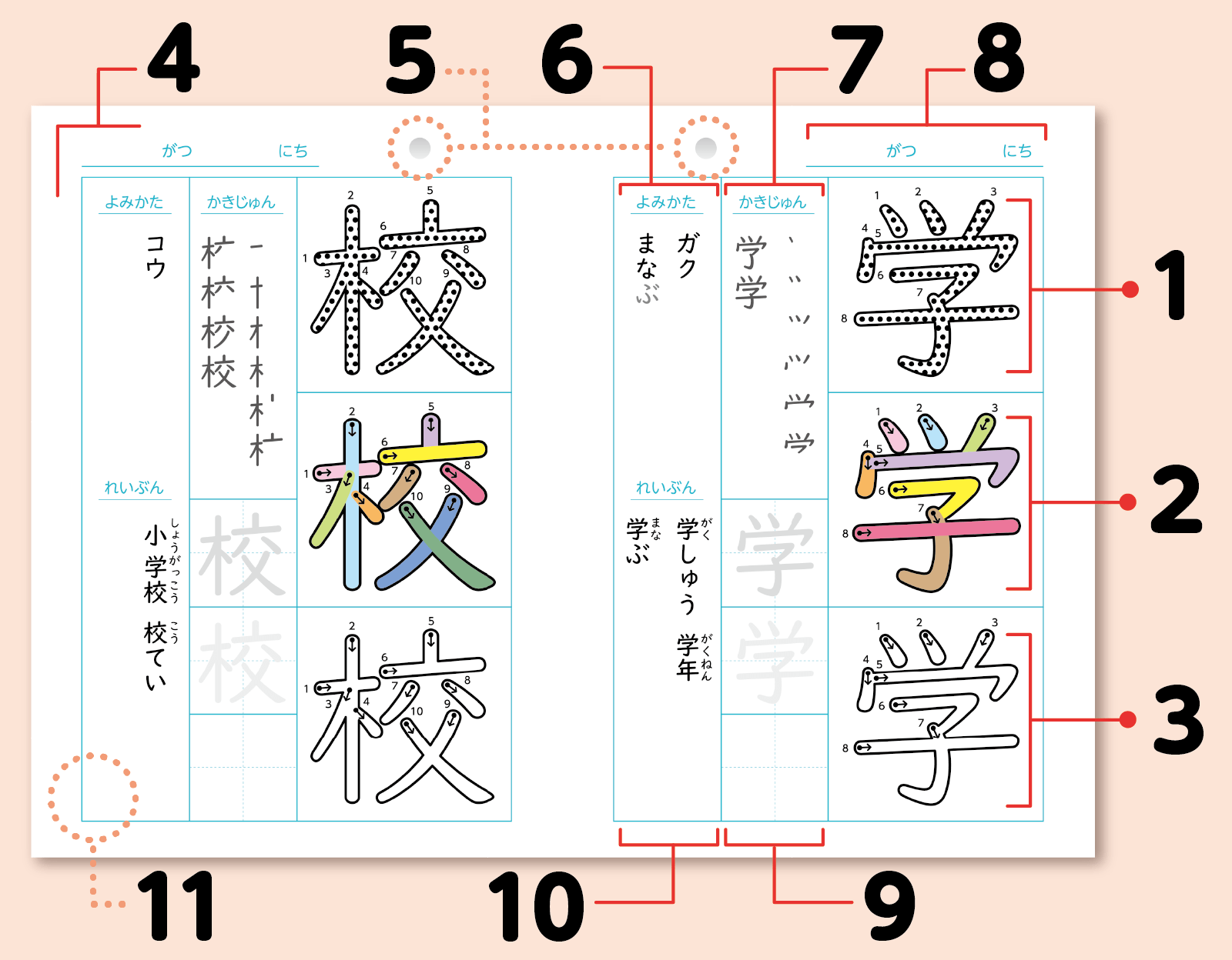 凹凸かんじドリル　シート見本